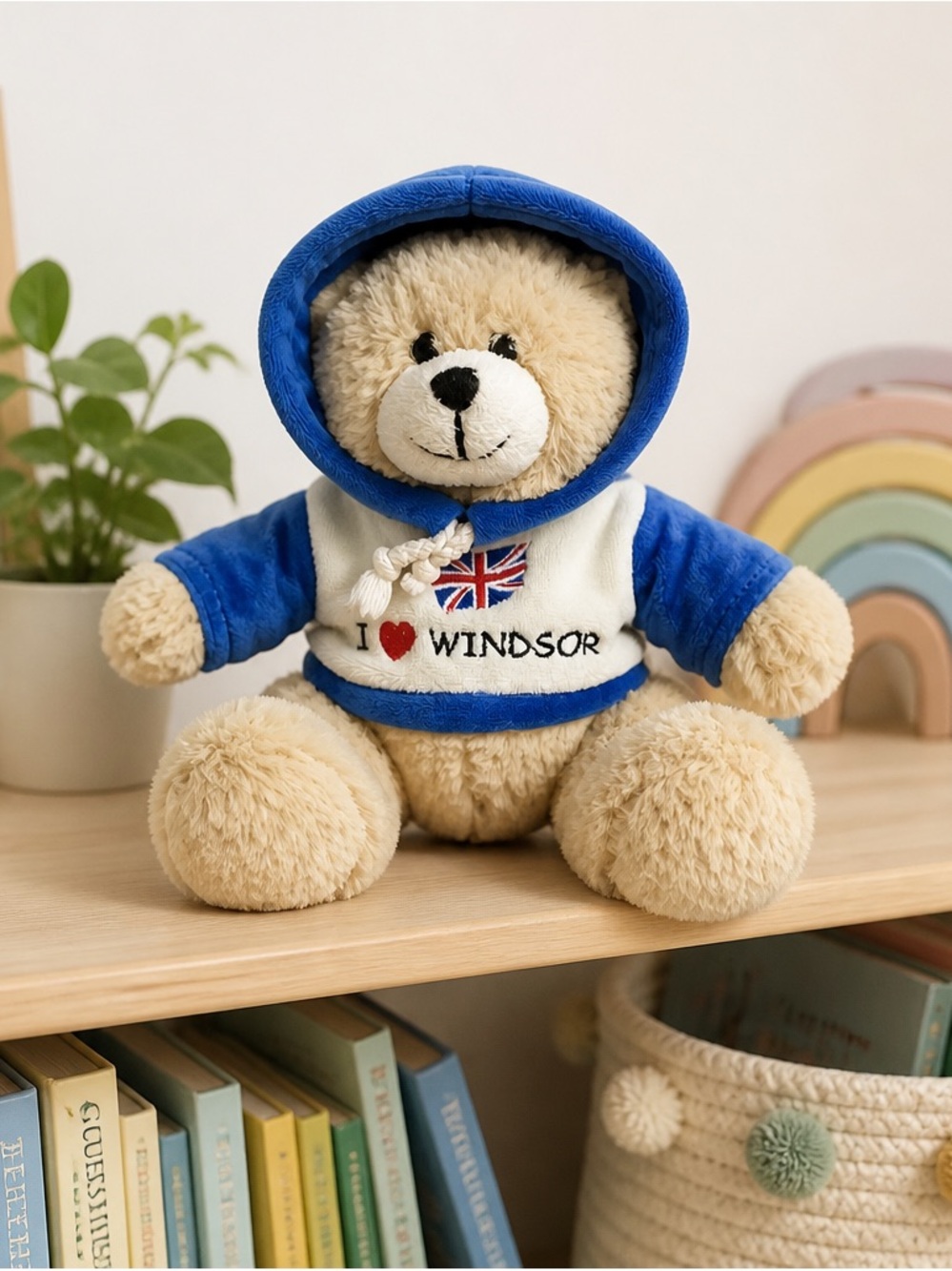 Plush Bear in Blue Hoodie - I ♥ Windsor Embroidered Kids Toy